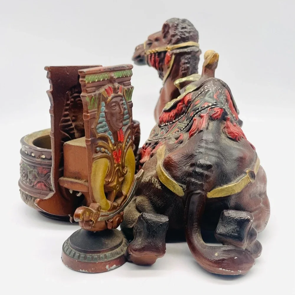 Judd Cast Iron Smoke Stand Match Holder Desk Table Top Camel Egypt‎ Pharaoh Face